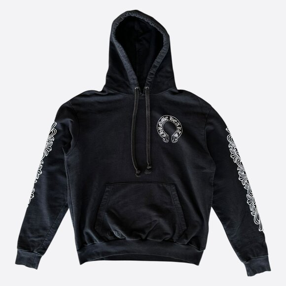 Chrome Hearts Black & White Horseshoe Logo Hoodie - Picture 1 of 7